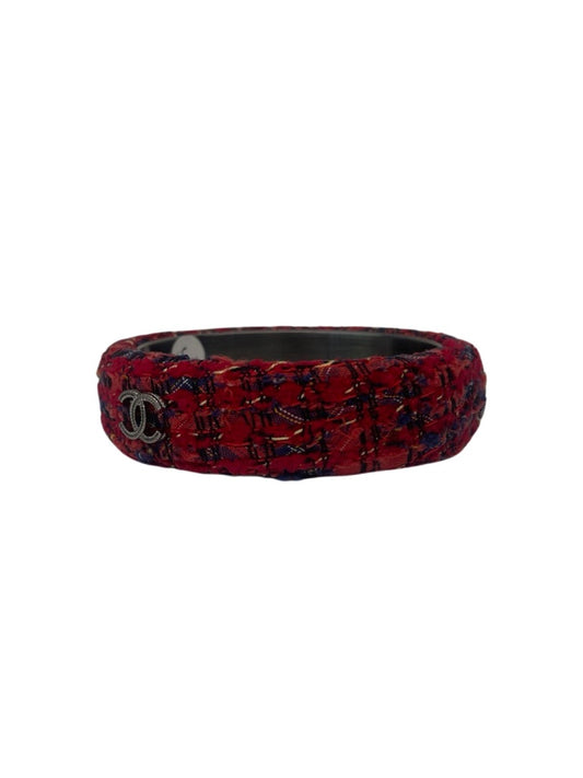 Chanel Red & Blue CC Tweed Bangle. Size: