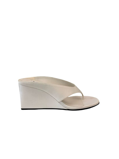 Alaia White Satin Thong Wedges. Size: 38