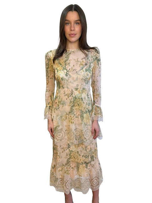 Zimmermann Yellow Pintuck Flounce Dress. Size: 1