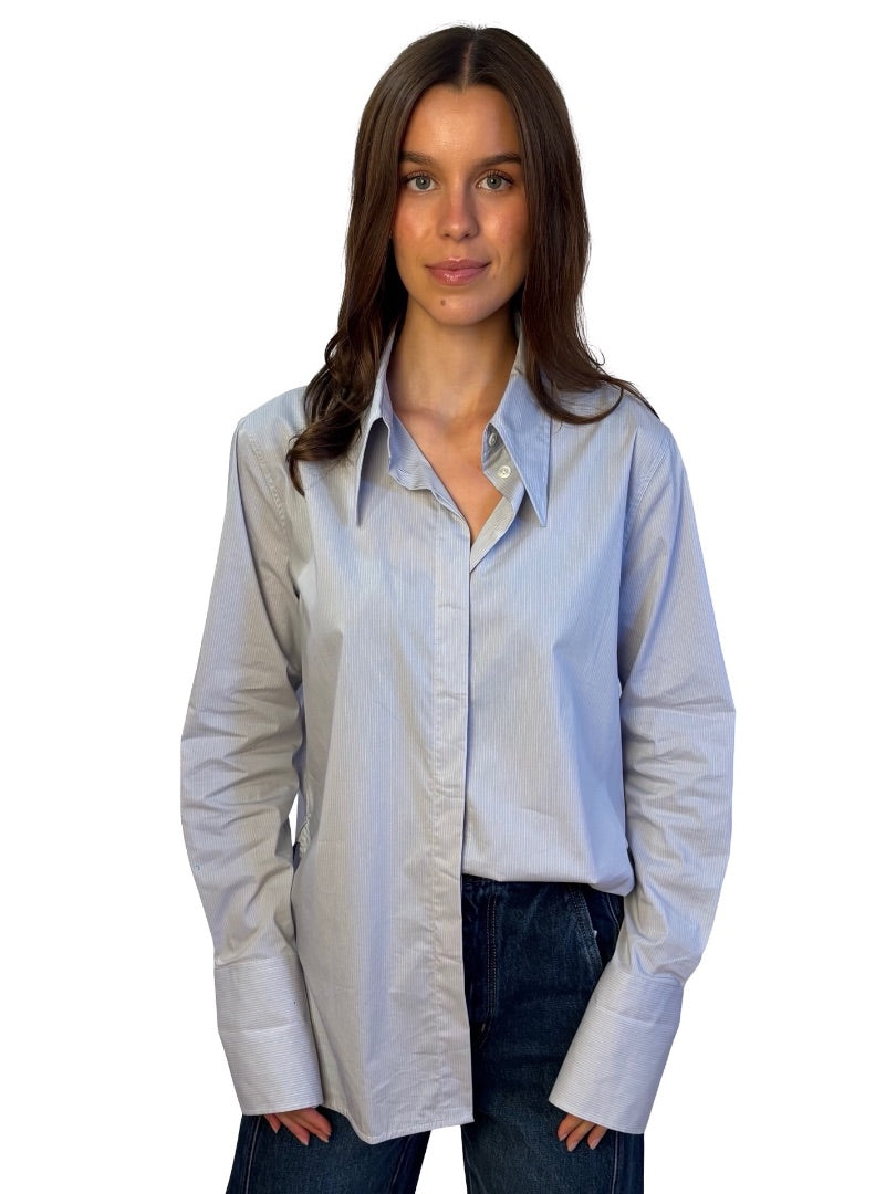 Scanlan Theodore Grey Pinstripe Shirt. Size: 12