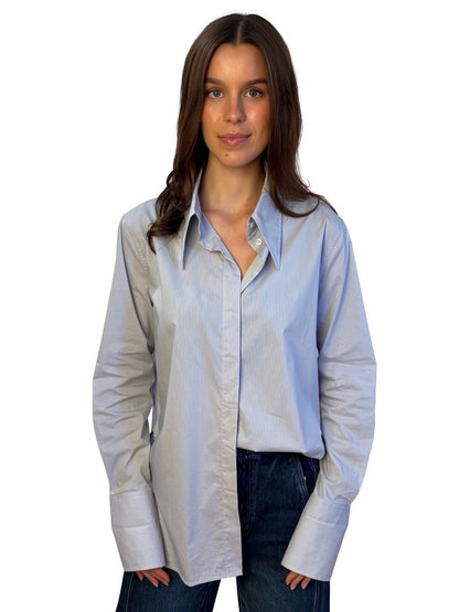 Scanlan Theodore Grey Pinstripe Shirt. Size: 12