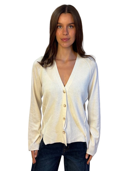 Gran Sasso Cream Wool Blend Cardigan. Size: 46