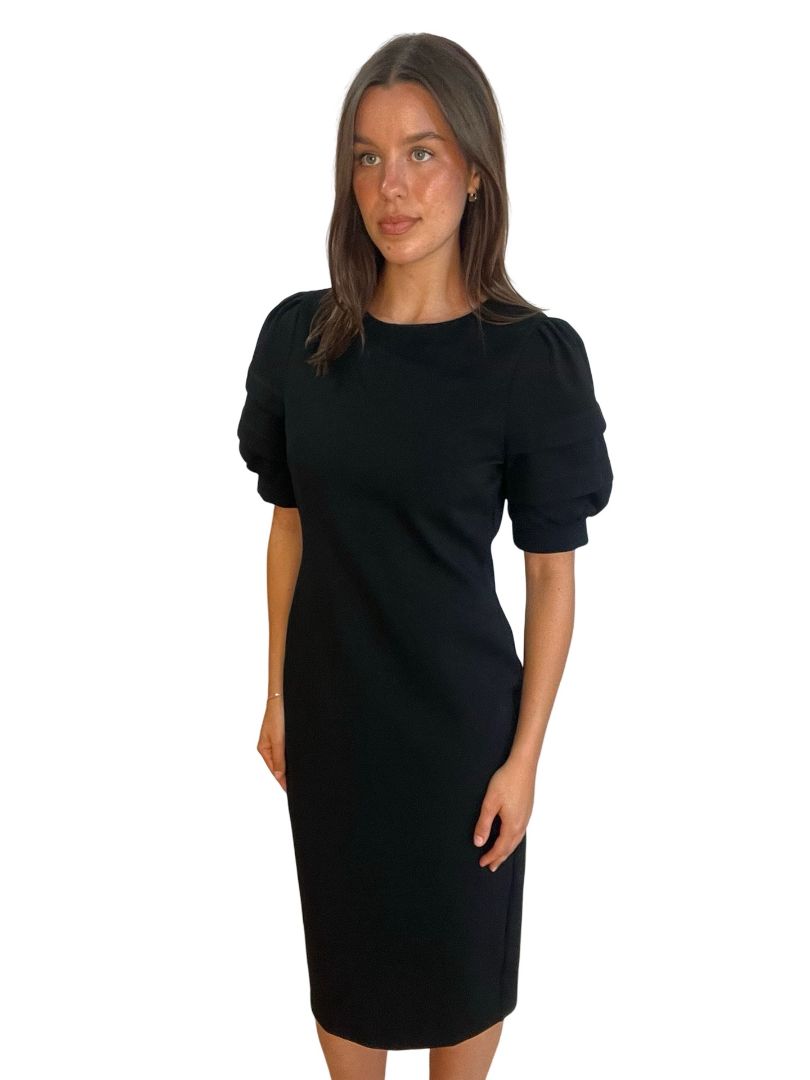 Max Mara Black Puff Sleeve Midi Dress. Size: 10