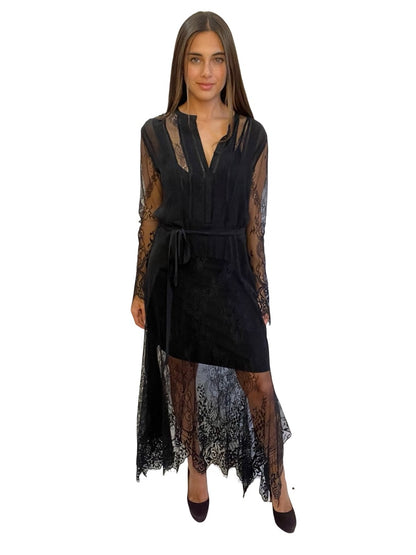 Husk Black Sheer Lace Detail Dress W Slip. Size: 1