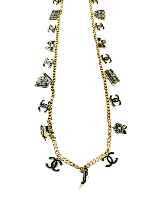 Chanel Gold Vintage Enamel Charm belt / necklace.