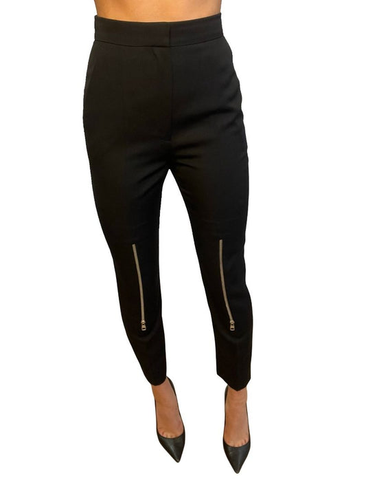 Alexander McQueen Black Knee Zipper Pants. Size: 38