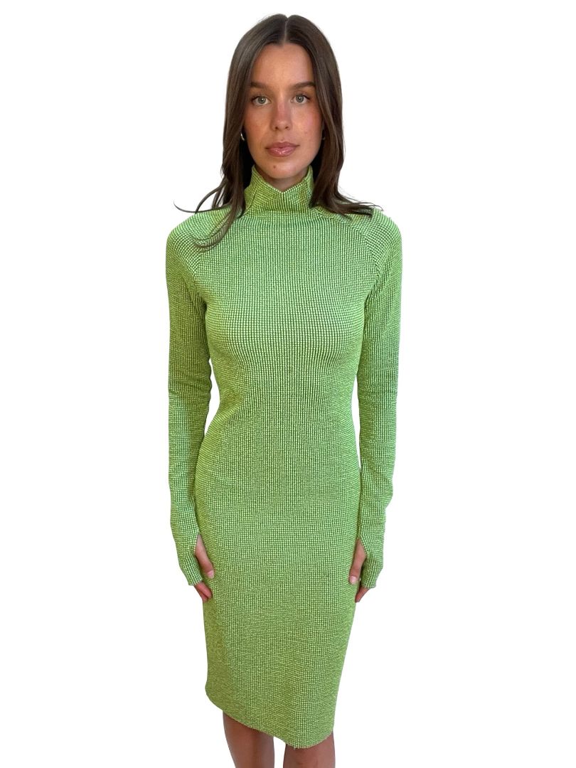 Camilla & Marc Green Textured Reed Long Sleeve Dress. Size: 8