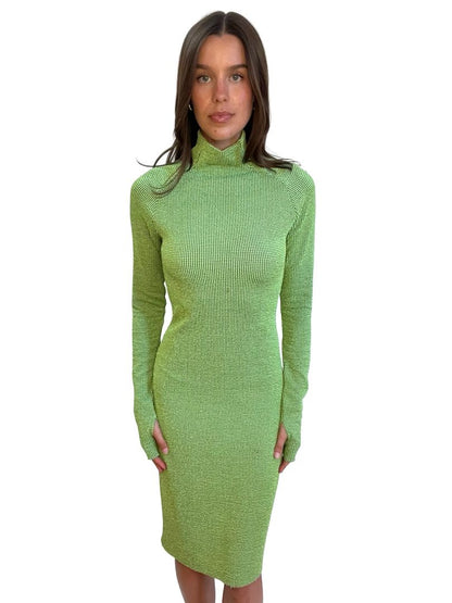 Camilla & Marc Green Textured Reed Long Sleeve Dress. Size: 8