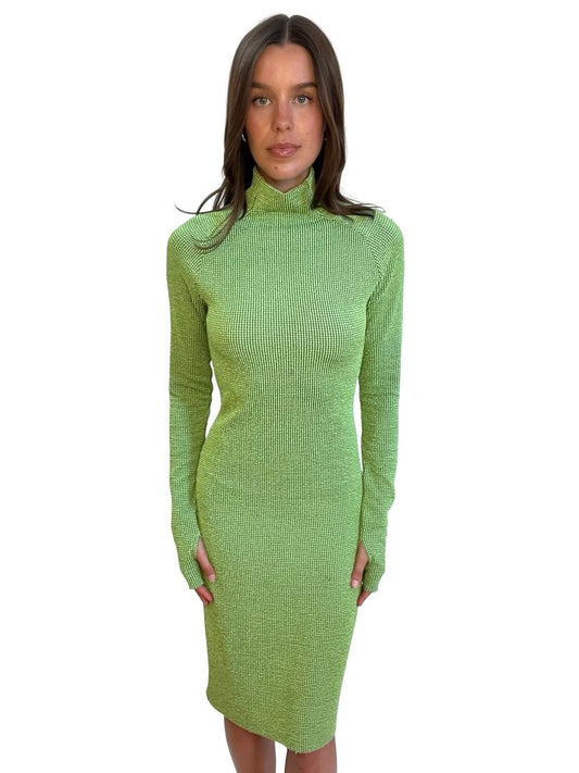 Camilla & Marc Green Textured Reed Long Sleeve Dress. Size: 8