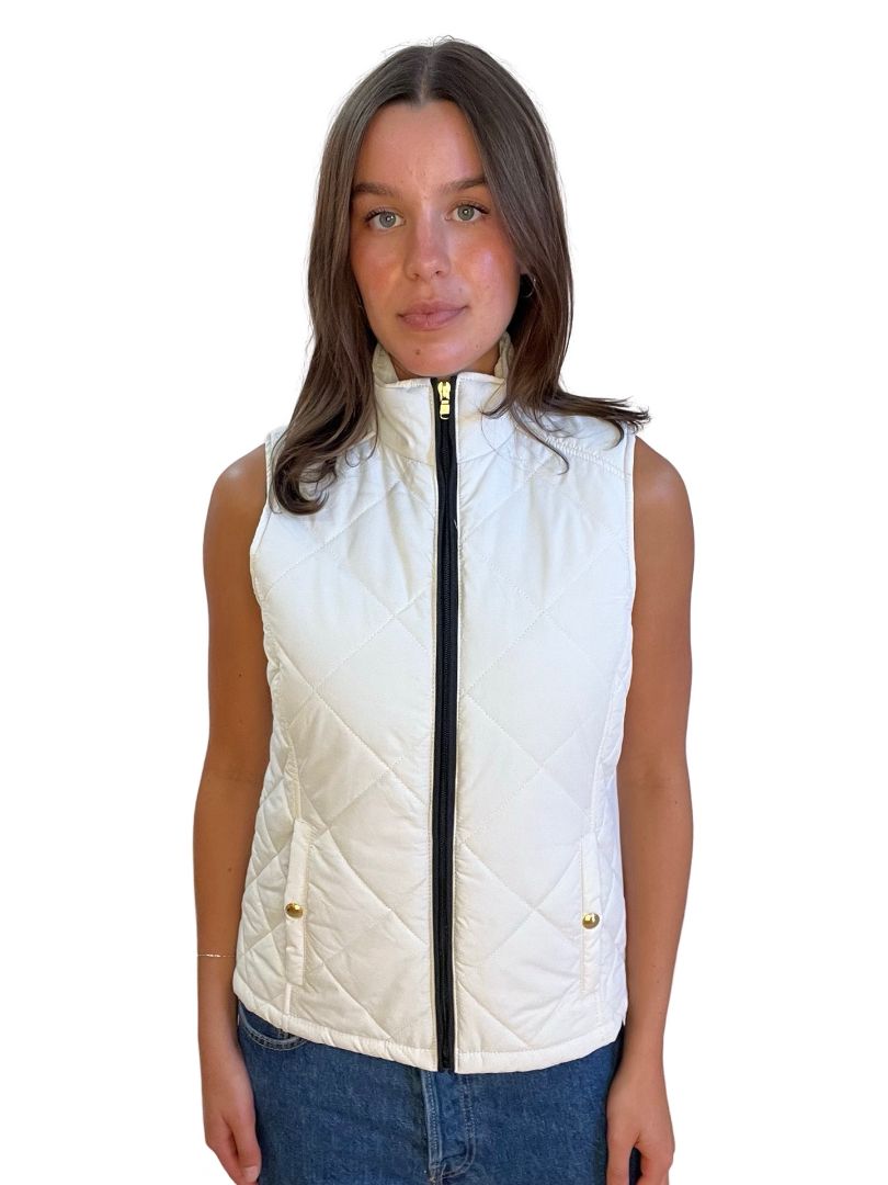 Ralph Lauren White Sleeveless Puffer. Size: M