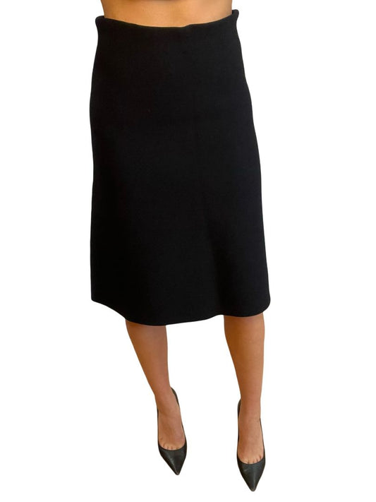 Scanlan Theodore Black Crepe Knit Flare Skirt. Size: S