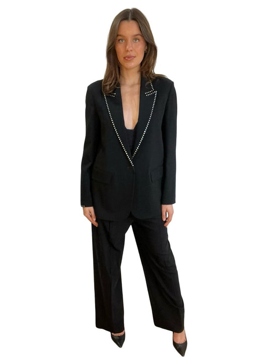 Forte_forte Black Suit w Embellished Jacket Collar. Size: 2