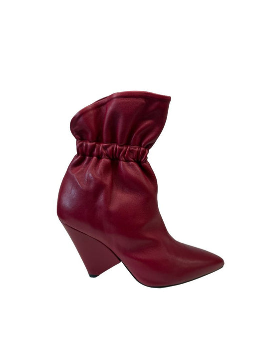 Isabel Marant Burgundy LILEAS Leather Ankle Boots. Size: 38