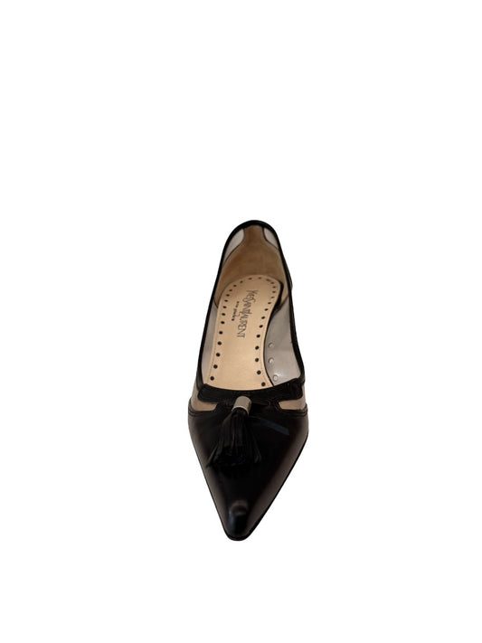 Yves Saint Laurent Black Leather Tassel Heel. Size: 36.5