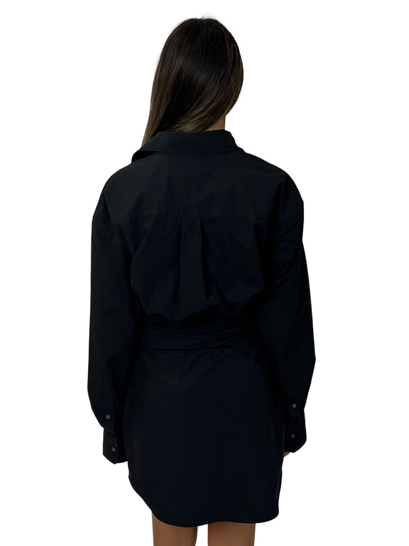alexanderwang.t Black Wrap Effect Cotton Mini Dress. Size: 4