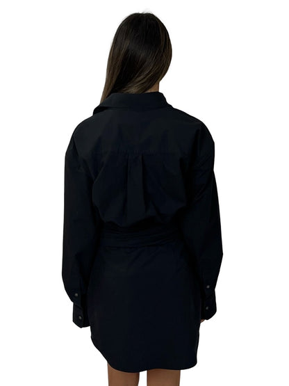 alexanderwang.t Black Wrap Effect Cotton Mini Dress. Size: 4