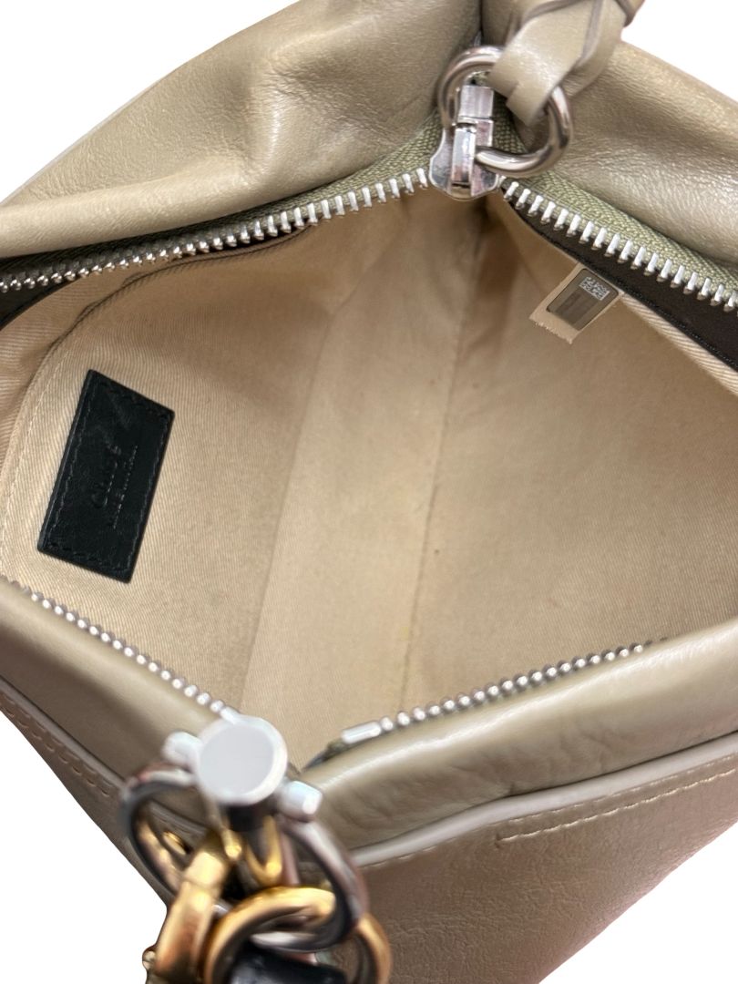 Chloe Khaki 'Roy' Crossbody Clutch Chain Bag.
