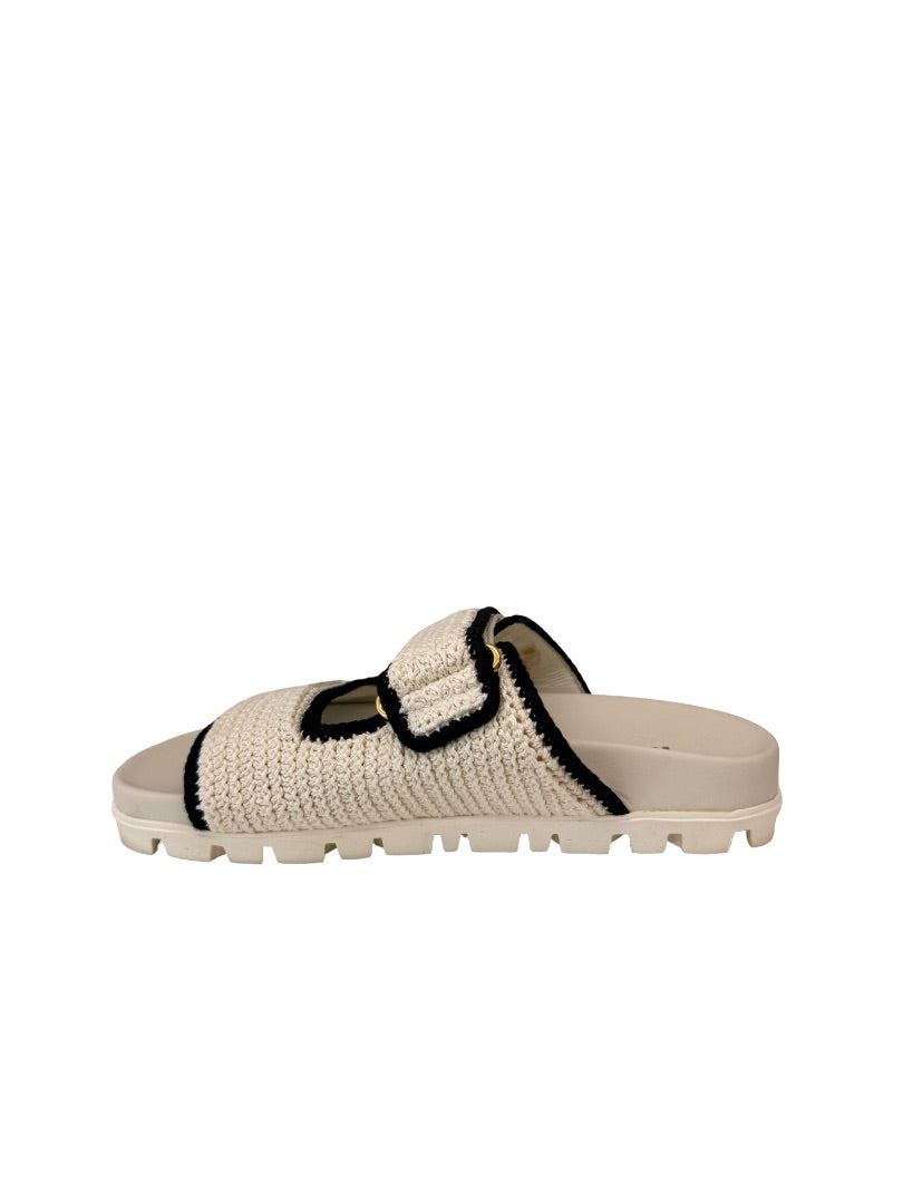 Miu Miu White Logo-Plaque Touch-Strap Sandals. Size: 37