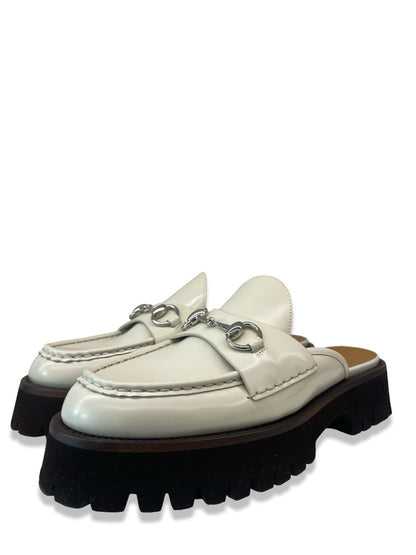 Gucci Grey Horsebit Mules W Silver Hardware. Size: 40