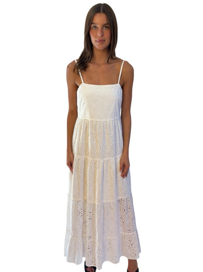 Sir The Label White Tiered Cotton Maxi Dress. Size: 2