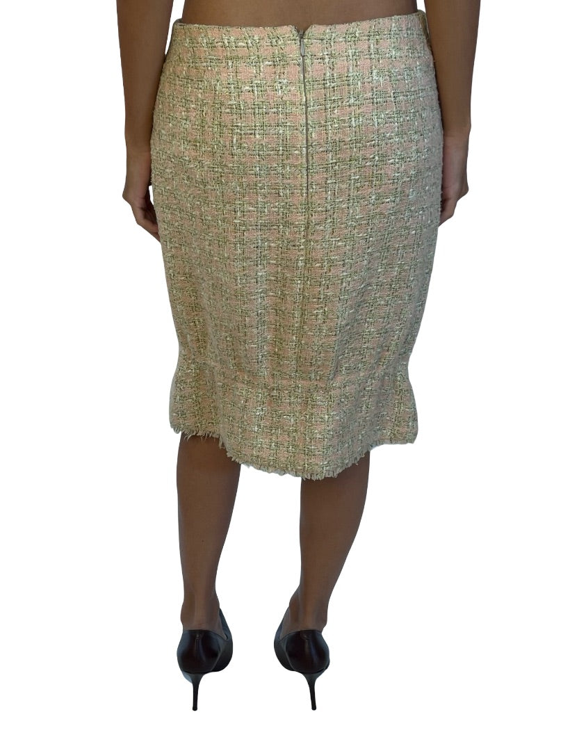 Chanel Yellow '2005 Spring Summer' Frill Hem Cotton Pocket Skirt. Size: 38