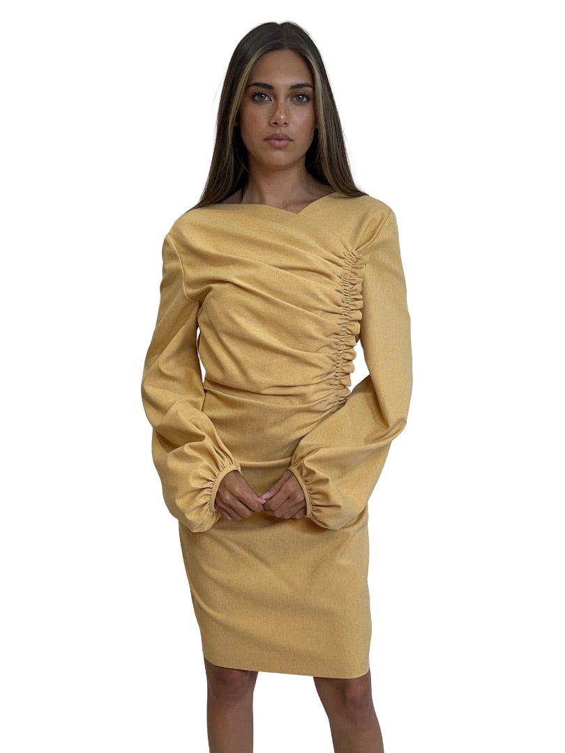 C&M Camilla and Marc Dusty Orange Ruched Dress. Size: 10