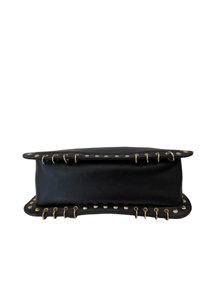 Emilio Pucci Black Pierced Egde Gold Hardware Chain Crossbody Bag.