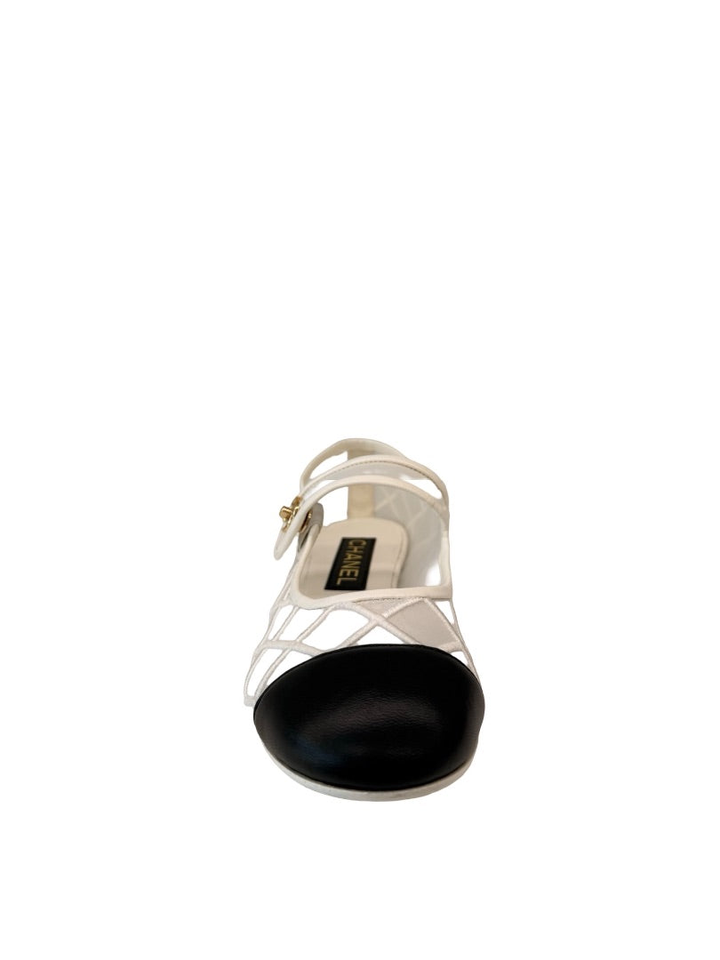 Chanel White Mary Jane Mesh Ballet Flats. Size: 38C