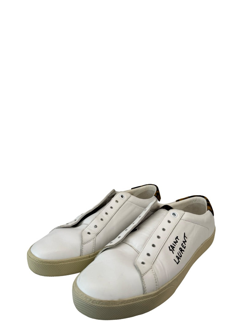 Saint Laurent White 'Court Classic Low Top Leather' Sneakers. Size: 41