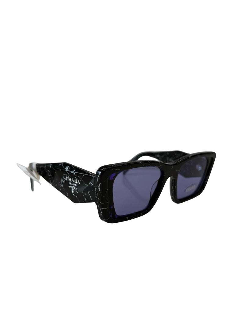 Prada Black Marble 08YSF Sunglasses W Purple Lens.