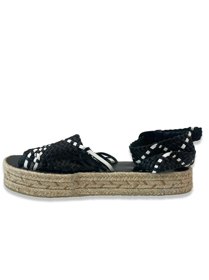 Zimmermann Black Woven Leather Ankle Strap Sandal. Size: 40
