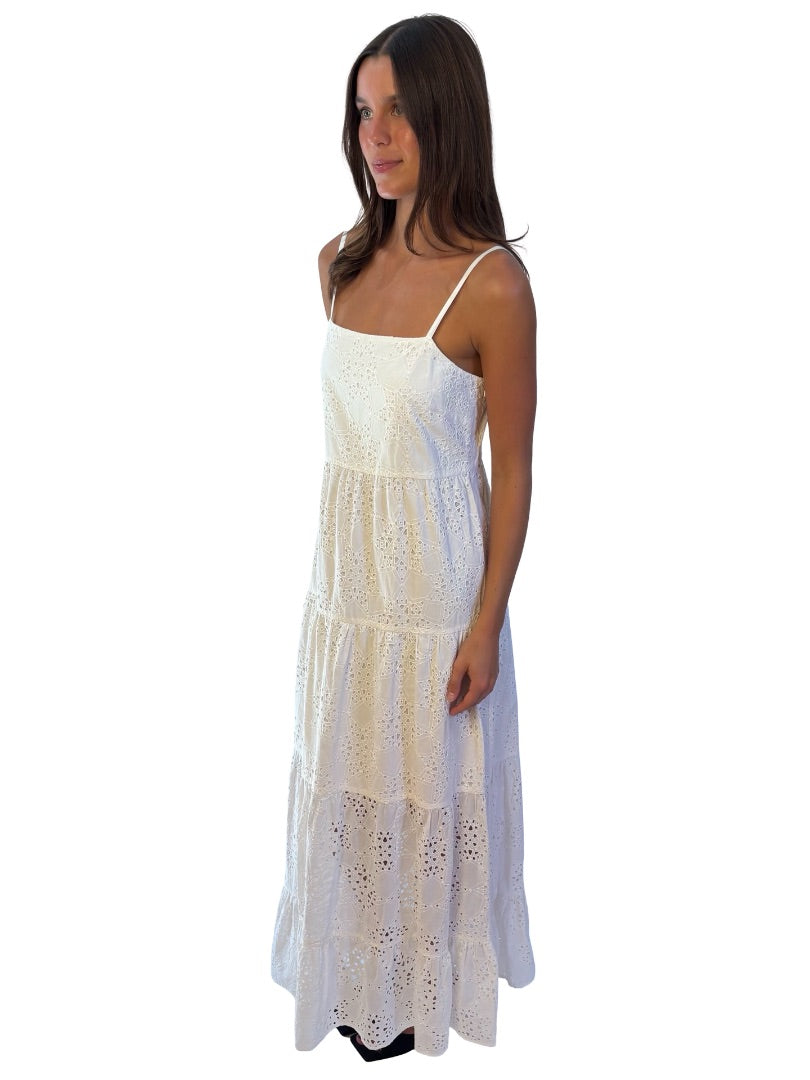 Sir The Label White Tiered Cotton Maxi Dress. Size: 2