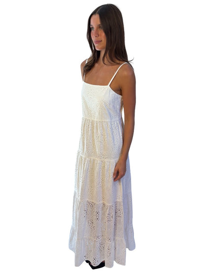 Sir The Label White Tiered Cotton Maxi Dress. Size: 2