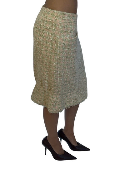 Chanel Yellow '2005 Spring Summer' Frill Hem Cotton Pocket Skirt. Size: 38