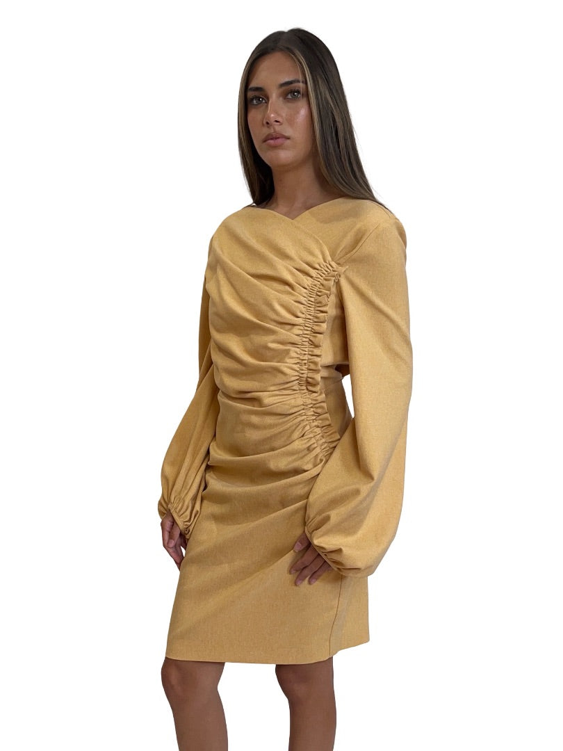 C&M Camilla and Marc Dusty Orange Ruched Dress. Size: 10