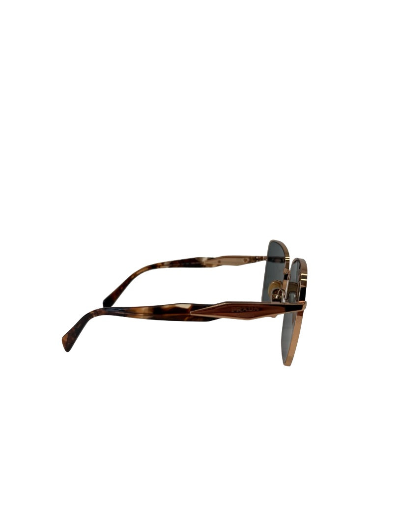 Prada Rose Gold Metal 64ZS Oversized Square Sunglasses.