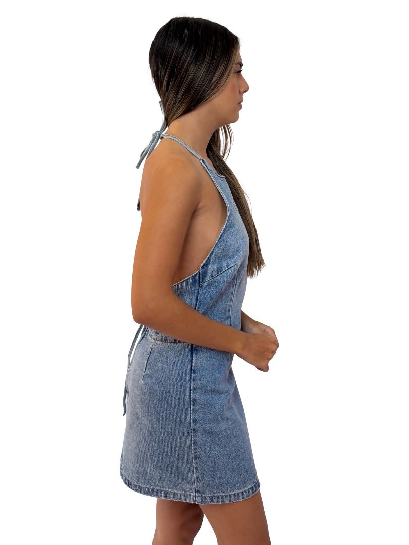 Ksubi Blue Denim Mini Dress. Size: S