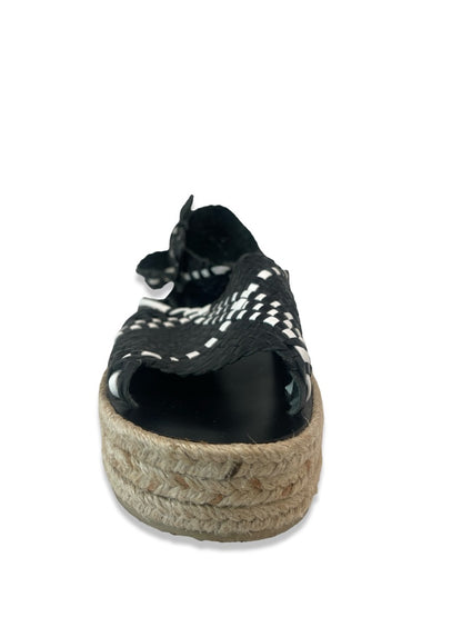 Zimmermann Black Woven Leather Ankle Strap Sandal. Size: 40