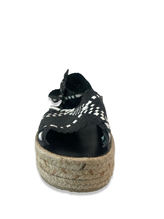 Zimmermann Black Woven Leather Ankle Strap Sandal. Size: 40