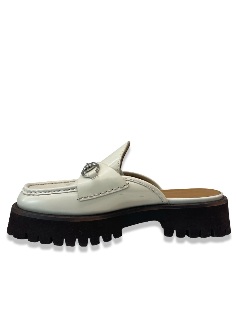 Gucci Grey Horsebit Mules W Silver Hardware. Size: 40