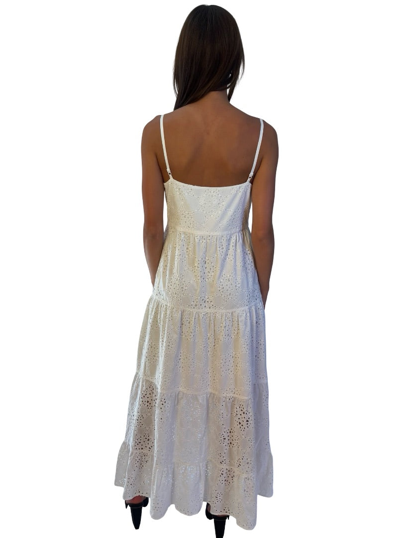 Sir The Label White Tiered Cotton Maxi Dress. Size: 2
