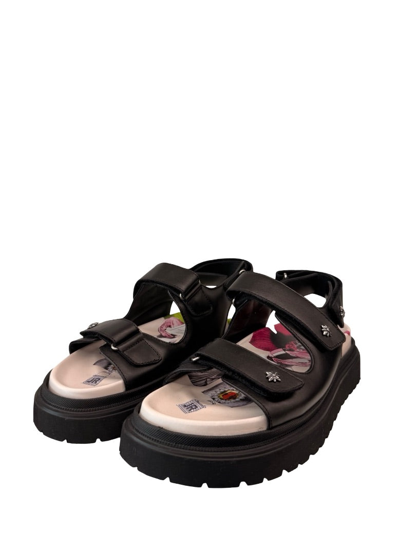 John Richmond Black/Multi Platform Dad Sandals. Size: 39