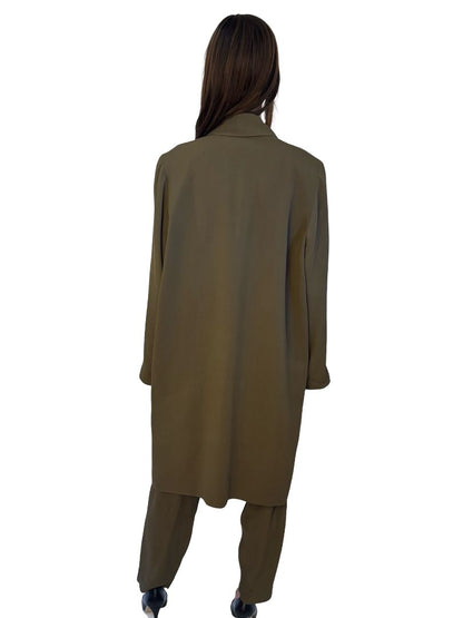 Bassike Khaki Coat & Pants Set. Size: 2