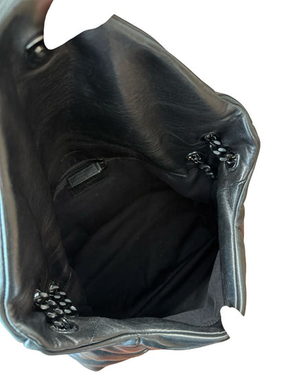 Saint Laurent Black Lambskin Medium Puffer Chain Bag.