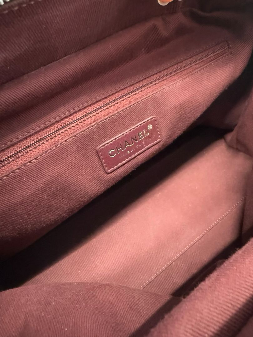 Chanel Black / Bordeaux Woven Leather Bowling Bag.