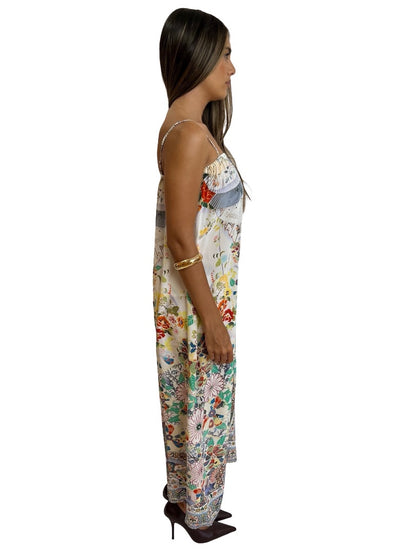 Camilla Multi-Colour Silk Print Strap Dress. Size: O/S