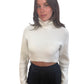 Scanlan Theodore Cream Cashmere Roll-Neck Long Sleeve Knit. Size: XS