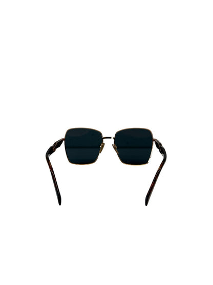 Prada Rose Gold Metal 64ZS Oversized Square Sunglasses.