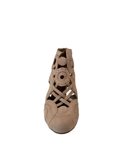 Alaia Nude Suede Circular Cutout Heels. Size: 38.5