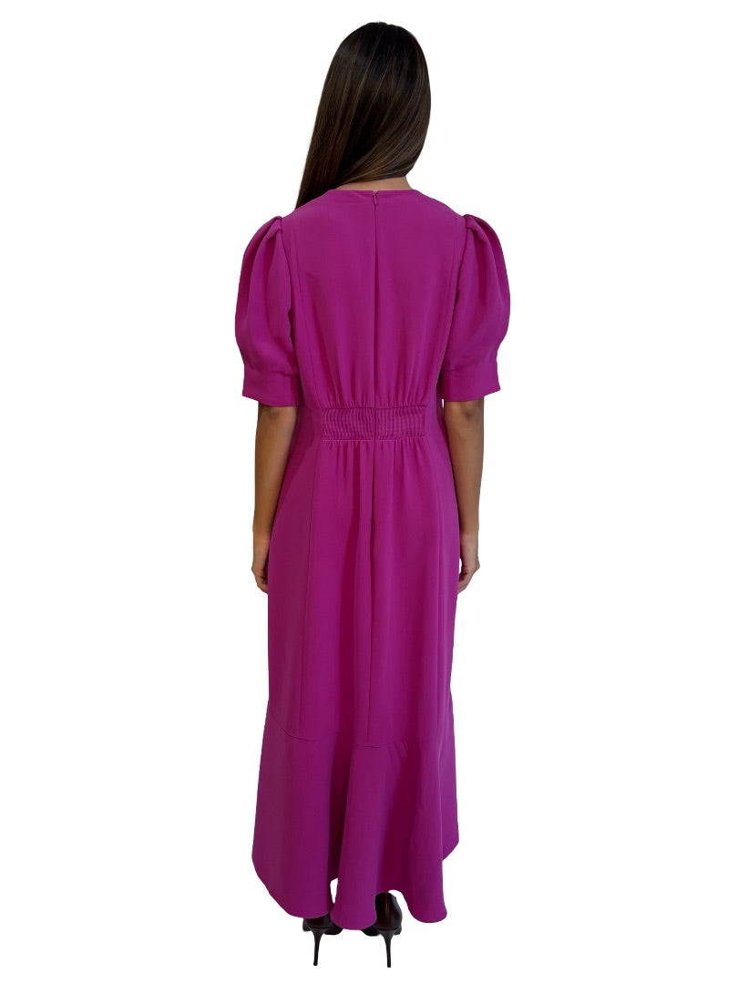 Me+Em Magenta Iris Crepe Midi Dress. Size: 12